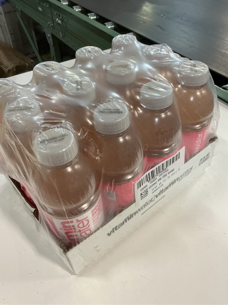 Condition photo showing New/Like New for Best by 04/21/25 vitaminwater zero sugar shine, electrolyte enhanced water w/ vitamins, strawberry lemonade drinks, 20 fl oz, 12 Pack