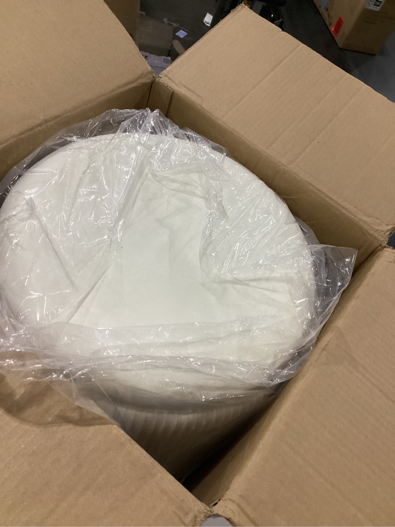 Condition photo showing New/Like New for Round Ottoman with Storage Set of 2 Vanity Stool Foot Rest with Removable Lid White Velvet Storage Ottoman Stool for Living Room and Dorm Cream