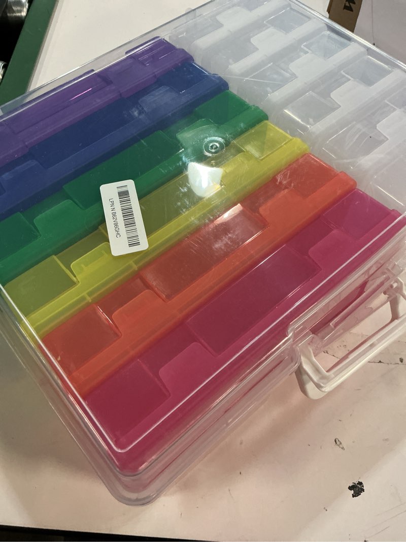 Condition photo showing Good Condition for novelinks stackable plastic clear storage box containers with latching lid - art craft supply organizer storage containers for pencil box,crayon, jewelry (6 pack medium colorful+6 pack small clear)