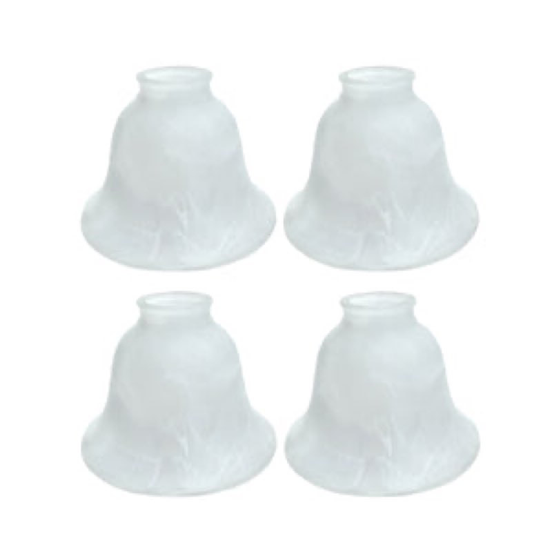 TRANSITIONAL FAUX ALABASTER BELL SHAPED CEILING FAN REPLACEMENT GLASS SHADE, 2-1/4" FITTER, 6-1/4" DIAMETER X 4-1/2" HEIGHT, 4 PACK