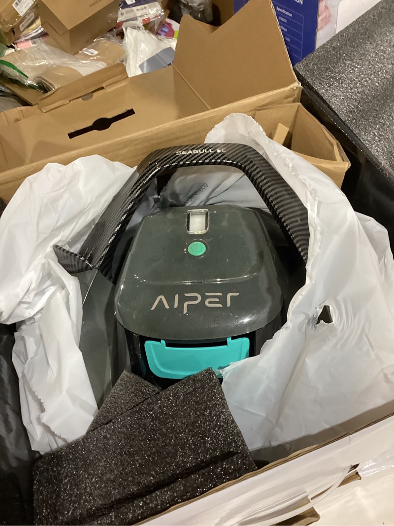 Condition photo showing As Is for robotic pool cleaner, pool vacuum for above & in-ground pool, dual-motor suction, 90mins runtime automatic self-parking, 2.5h fast charging, up to 850 sq.ft, pooleco s110 red