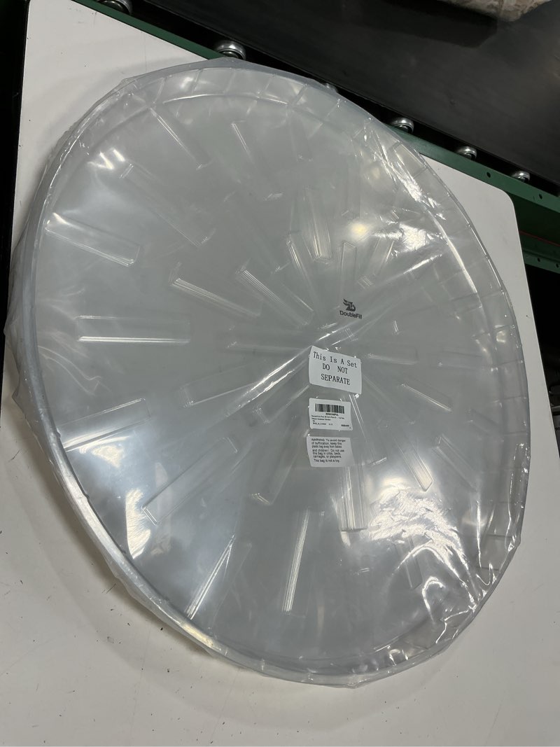Condition photo showing Good Condition for 6 pcs 25 inch plant saucer large clear plastic flower plant trays heavy duty round water catcher for pots indoors outdoor garden