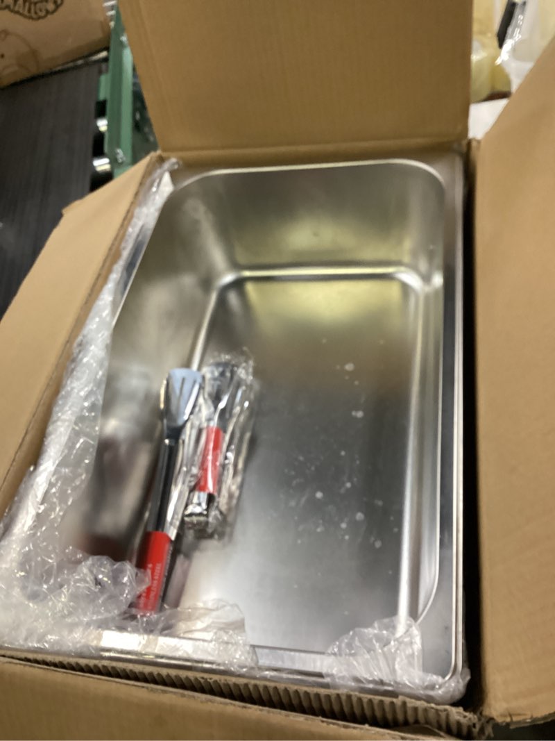 Condition photo showing New/Like New for Stainless Steel Hotel Pan, 6-Pack 6 Inch Deep Full Size Steam Table Pan, Upgrade Anti-Jam 20.8" L x 13" W Hotel Pans Food Containers for Home, Party, Restaurant, Hotel, Buffet