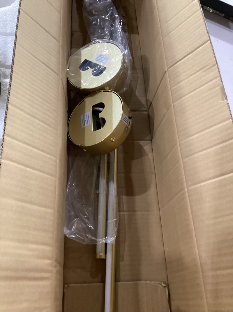 Condition photo showing As Is for kartoosh battery operated wall sconces with remote control, dimmable wall sconces set of two, 350°rotate, 3000k led gold wireless wall light for living room, bedroom, hallway, 28.3 inch (2 pack) gold 28.3 inches
