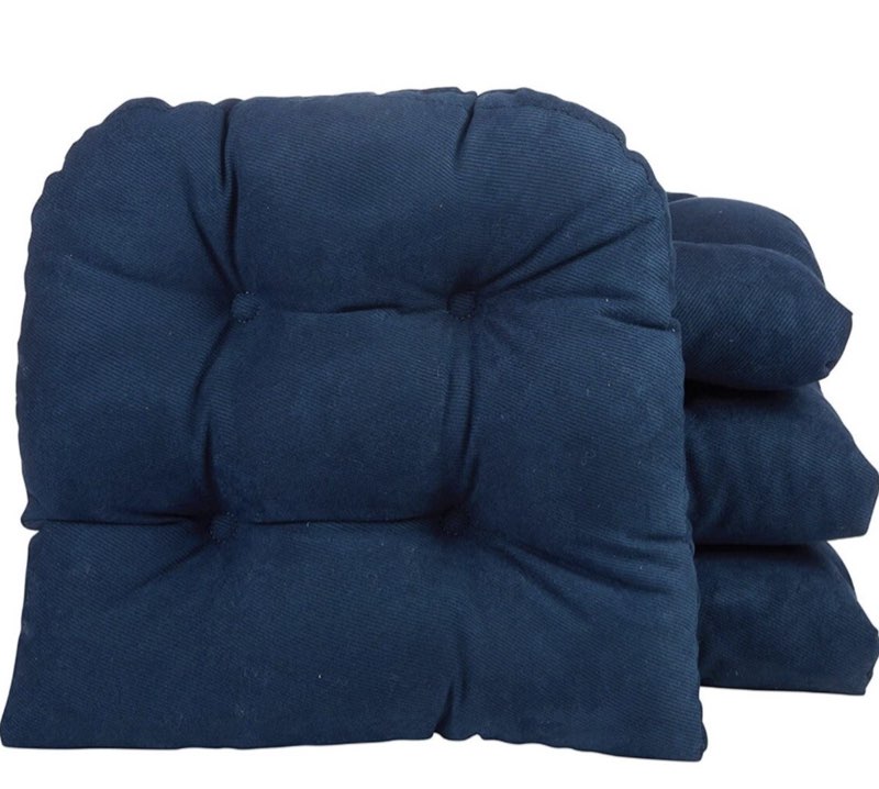 Solid 19 x 19 Outdoor Dining Chair Cushion in Blue (Set of 4)