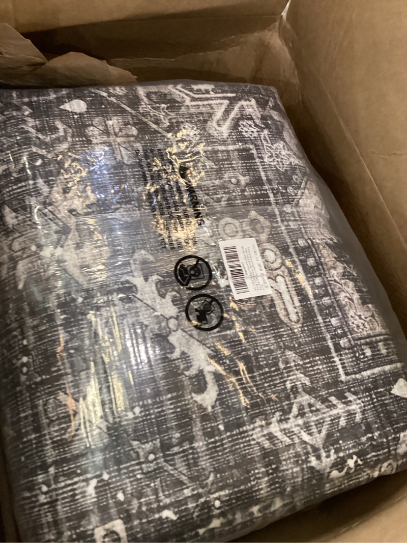 Condition photo showing New/Like New for Area Rug for Bedroom Living Room, Washable Non-Slip Foldable Waterproof, Plush Soft for Office Dining Room Kids, Fluffy Easy to Clean, Decor Aesthetic Dark Gray, 8'×10' Dark Gray 8' x 10' (Rectangular)