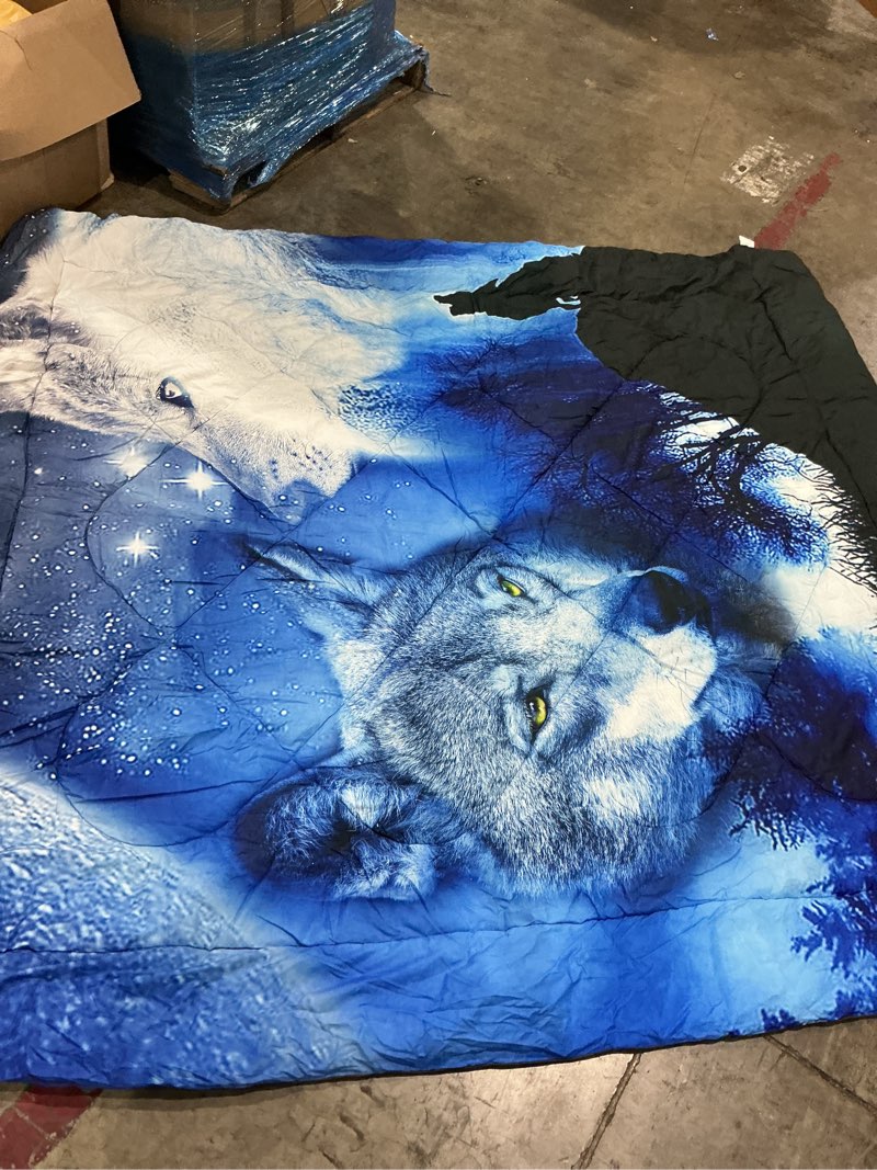 Condition photo showing Good Condition for incomplet))))3d wolf duvet cover set, 3d animal wolf theme duvet cover set, 3d print bedding set for boys girls bedding set (c,200 x 200 cm)