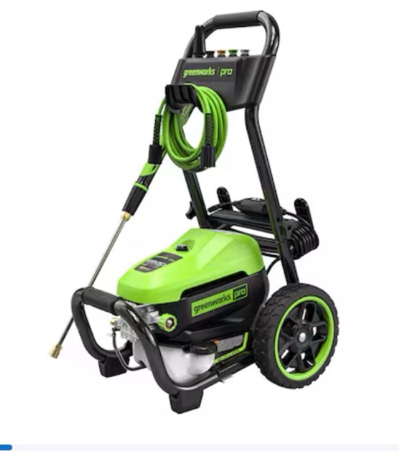 greenworks 2500-psi 2-gpm cold water electric pressure washer with 5 spray tips