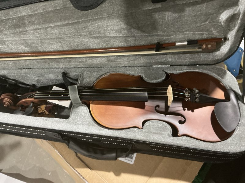 Condition photo showing Good Condition for eastar 4/4 full size violin set matte fiddle for beginners adults with hard case, rosin, shoulder rest, bow, tuner and extra strings (imprinted finger guide on fingerboard), eva-3 matte full