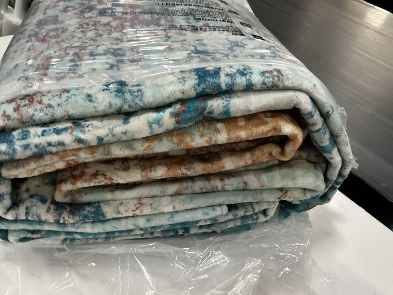 Condition photo showing New/Like New for zealude abstract teal orange 6x9 rug for living room bedroom, large boho washable dining room rugs for under table, soft modern ultra thin floor throw carpet for girls room dorm (orange/teal,6 x 9) 6' x 9' (rectangular) orange