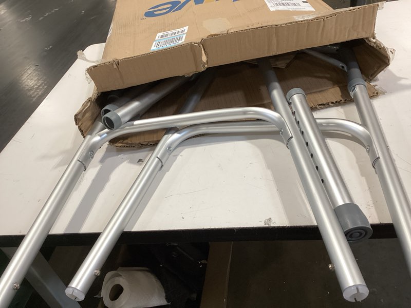 Condition photo showing Good Condition for drive medical 2-button standard foldable walker for seniors & adults - adjustable legs - lightweight aluminum construction - 350 lb weight capacity - basic walking aid - silver silver standard