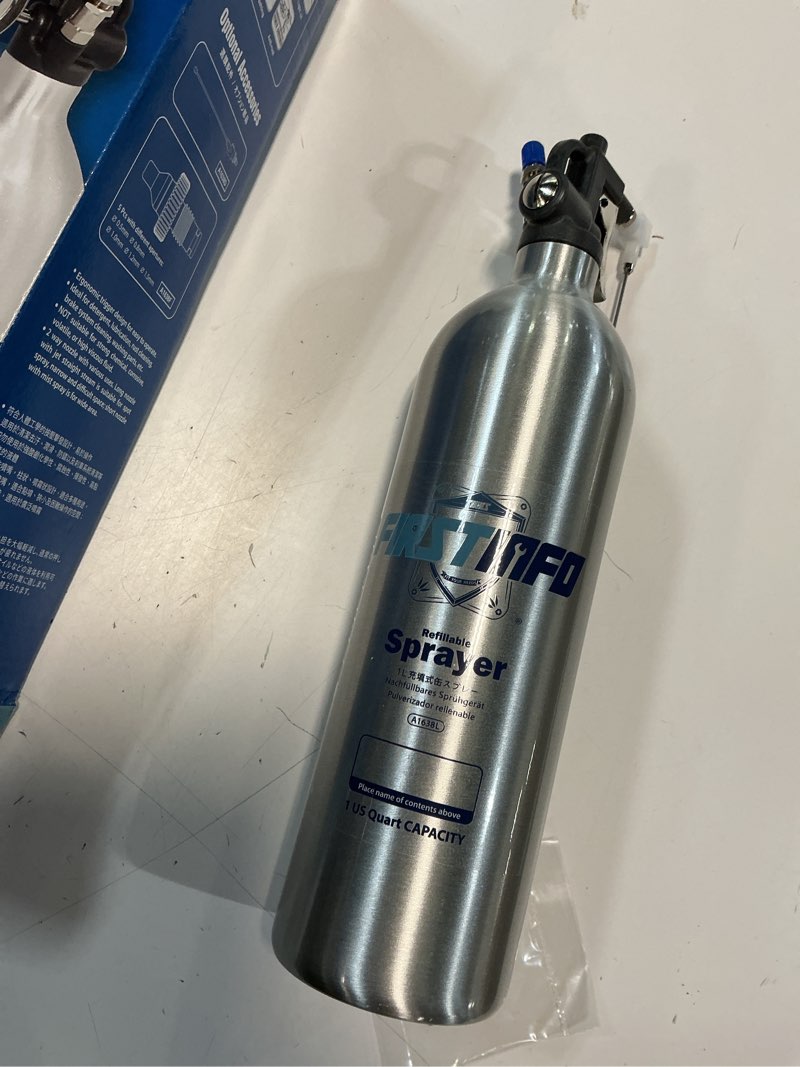 Condition photo showing As Is for firstinfo a1638l (3rd gen) patented max. pressure 140psi / 1000ml thickened aluminum canister refillable aerosol spray can | pneumatic compressed air sprayer | wide mist spray 33.8 ounces