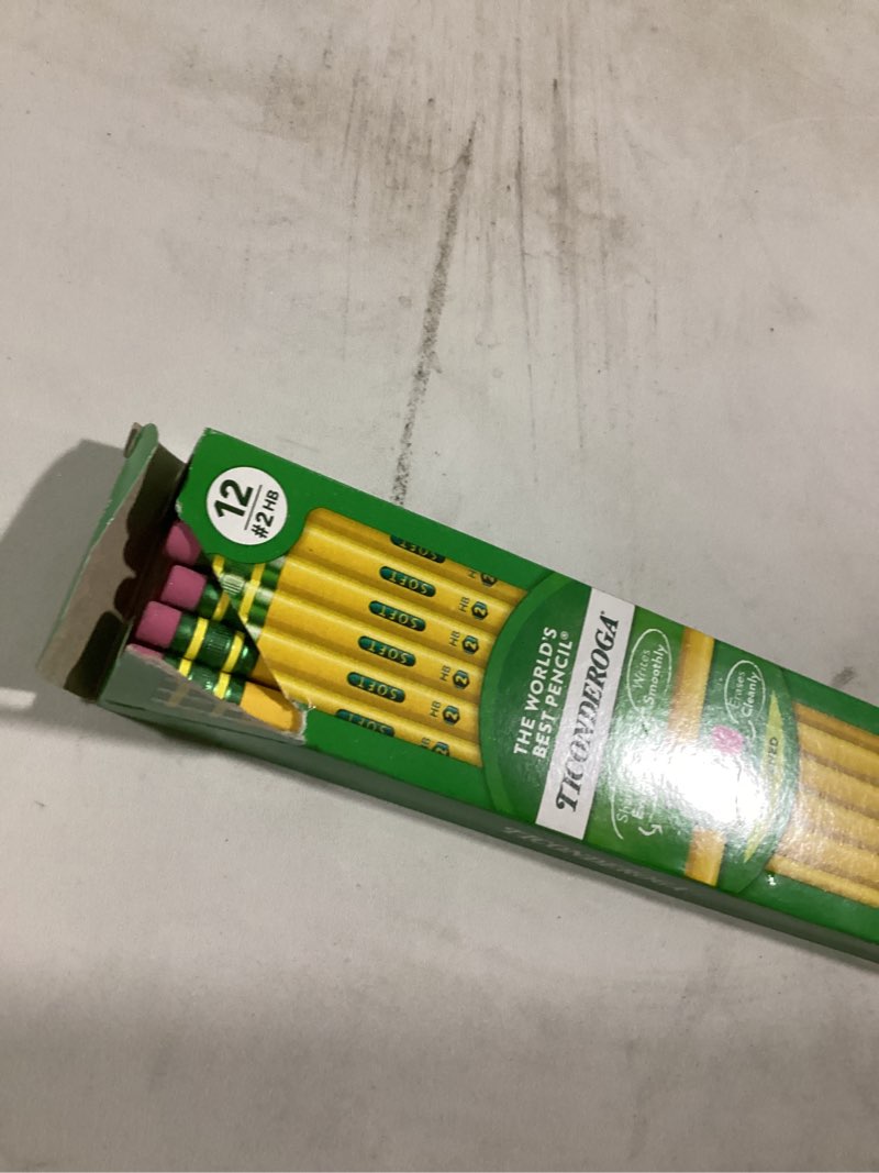 Condition photo showing Good Condition for ticonderoga wood-cased pencils, pre-sharpened, 2 hb soft, yellow, 12 count