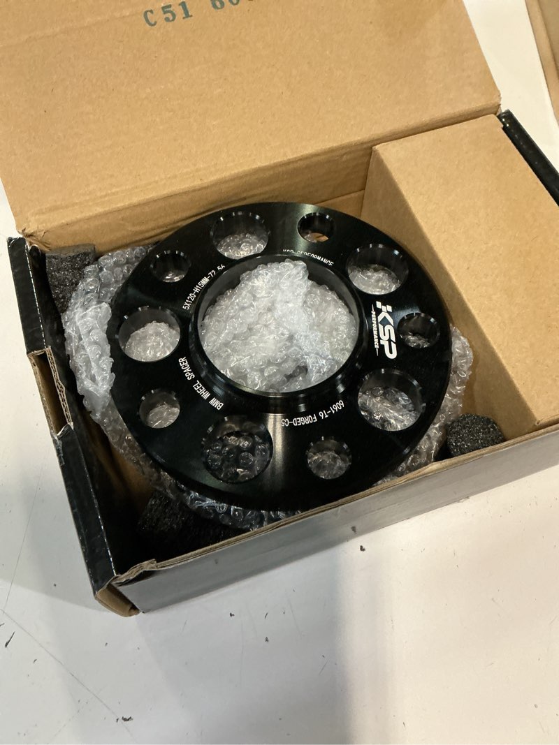 Condition photo showing Good Condition for ksp 5x120mm wheel spacers, 2pcs 15mm hubcentric forged spacer for e36 e46 e90 e92 e60 318i 323i 325i 328i 330i 335i 525i 545i thread pitch m12x1.5 hub bore 72.56mm 15mm + 10pcs m12x1.5 bolts