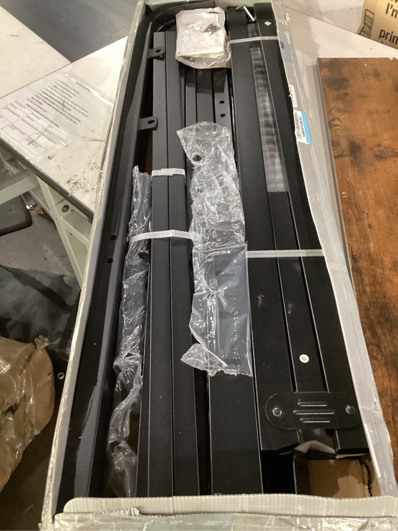 Condition photo showing As Is for headboard is damaged****** 14'' twin bed frame with headboard, heavy duty platform bed frame, no box spring needed, noise free, under bed storage space, black twin 14inch-without footboard