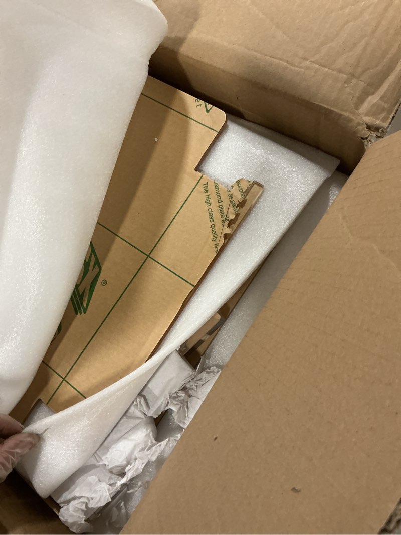 Condition photo showing As Is for Portable Acrylic Podium Stand, 22" L x 13" W x 45" H Rolling Podium with Lockable Wheels, Adjustable Height Pulpits with Storage Shelf for Churches, Classroom, Weddings, Speech