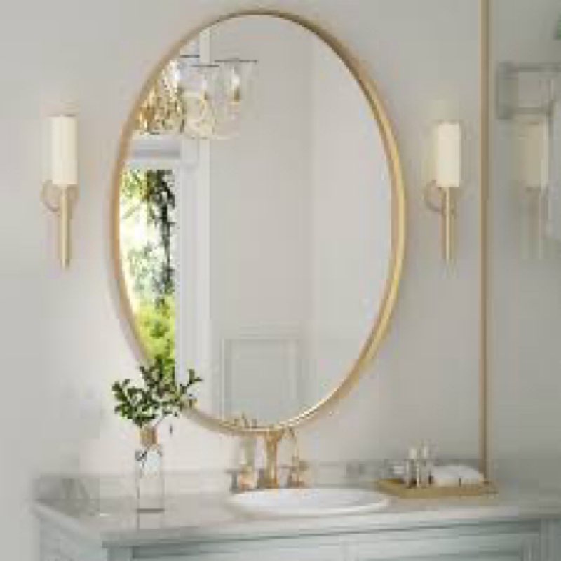 hun oval vanity mirror wall mounted mirror ideal for bedroom, entryway, living room size: 36" x 24", finish: gold