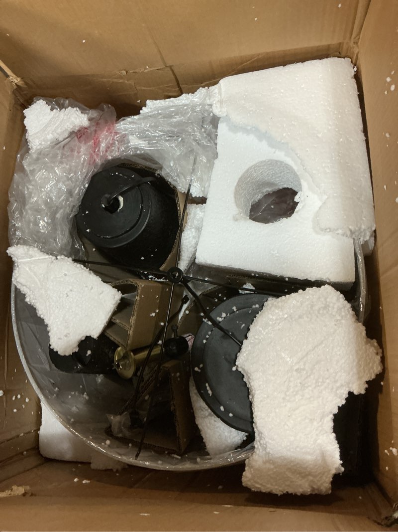 Condition photo showing As Is for signature design by ashley hallburg modern textured polyresin floor lamp with 3-way switch, black