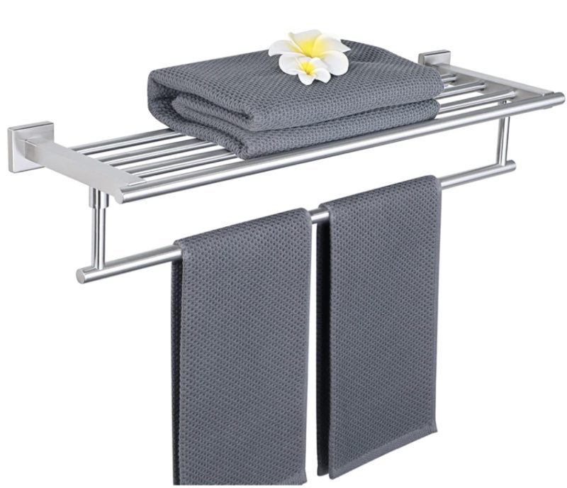 Alise Towel Rack,Towel Holder Towel Shelf with Double Towel Bars for Bathroom Lavatory,SUS 304 Stainless Steel Wall Mount Towel Hanger Storage,16 Inch Brushed