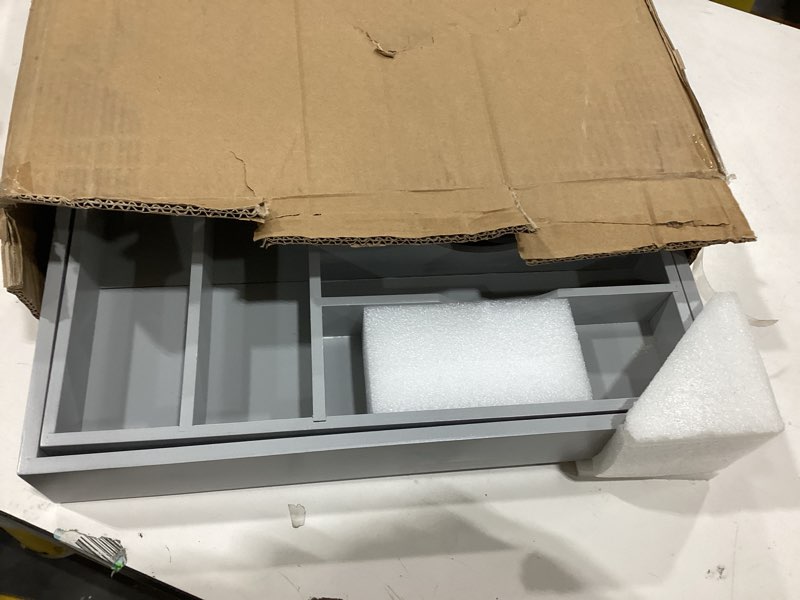 Condition photo showing As Is for Premium Silverware, Flatware and Utensil Organizer for Kitchen Drawers, Food-Safe Contract Grade, Expandable from 18 to 33 In, Gray Bamboo Gray Bamboo From 18" to 33" wide