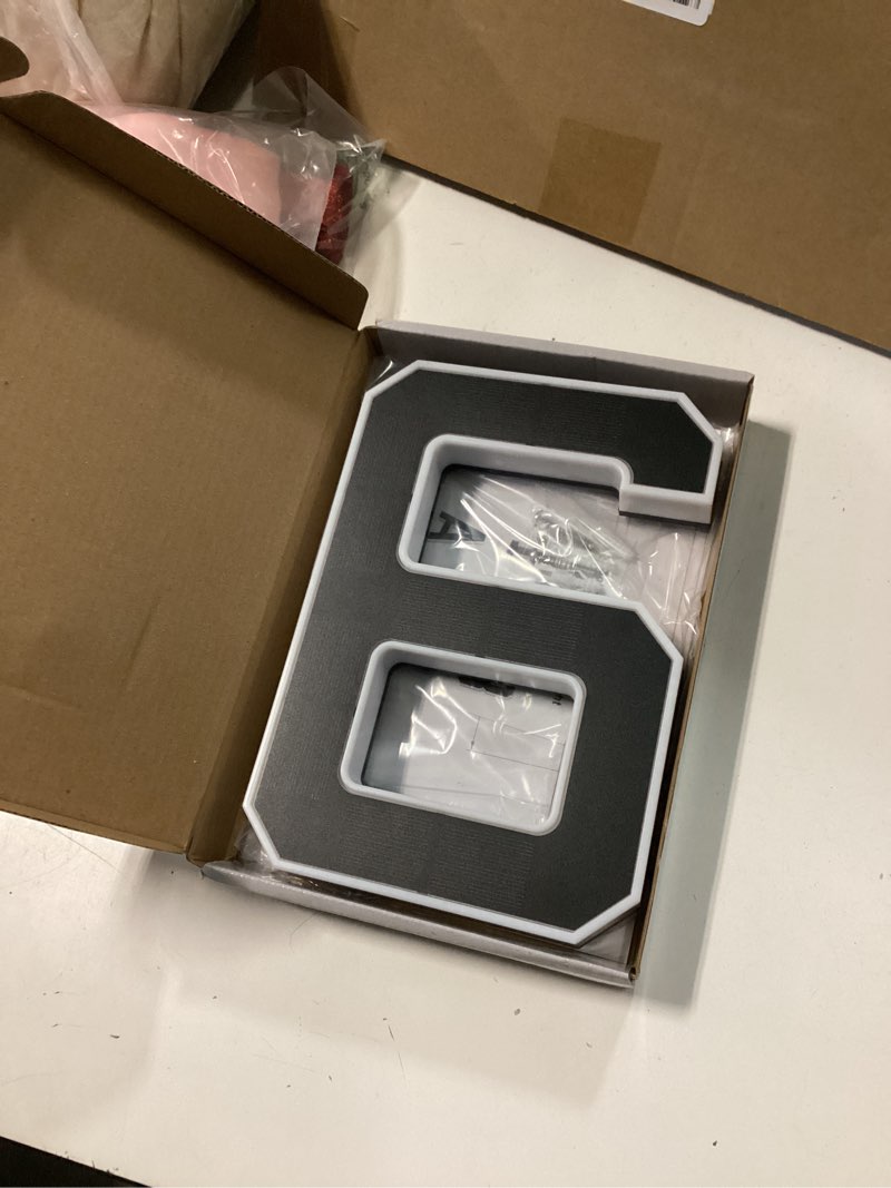 Condition photo showing item condition for ISUNMEA 9 Inch Solar Lighted House Numbers for Outside, Light Up Waterproof LED Address Numbers Signs for Houses, Large Personalized Illuminated Exterior Modern House Numbers Light (6-Black, 9IN) 6-Black 9IN