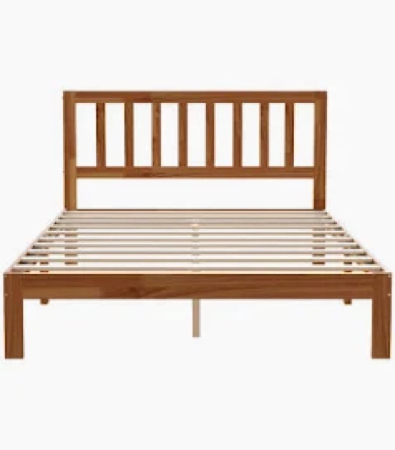 zinus vivek deluxe wood platform bed frame with headboard, wood slat support, no box spring needed, 