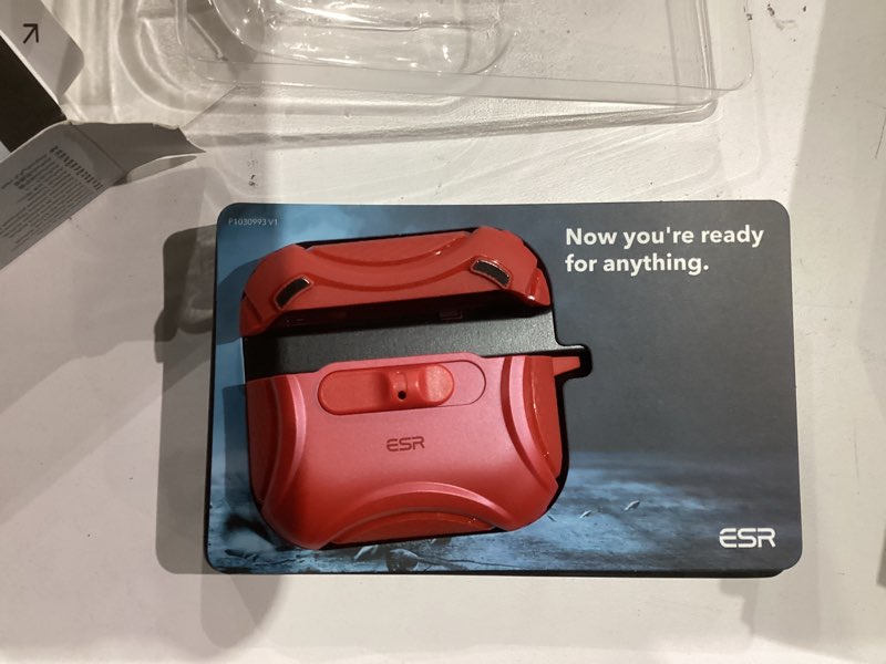 Condition photo showing Good Condition for esr for airpods pro 3 case (2025), compatible with airpods pro 3rd generation case (usb-c cable), effortless magsafe, drop-proof lock, easy open, cyber series, red airpods pro 3 case red