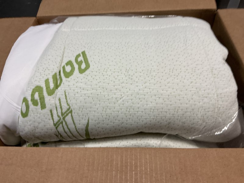Condition photo showing New/Like New for hyleory mattress topper - thick bamboo-viscose naturally cooling pillow top mattress pad breathable fluffy soft mattress pad for back pain relief, king size, green green king