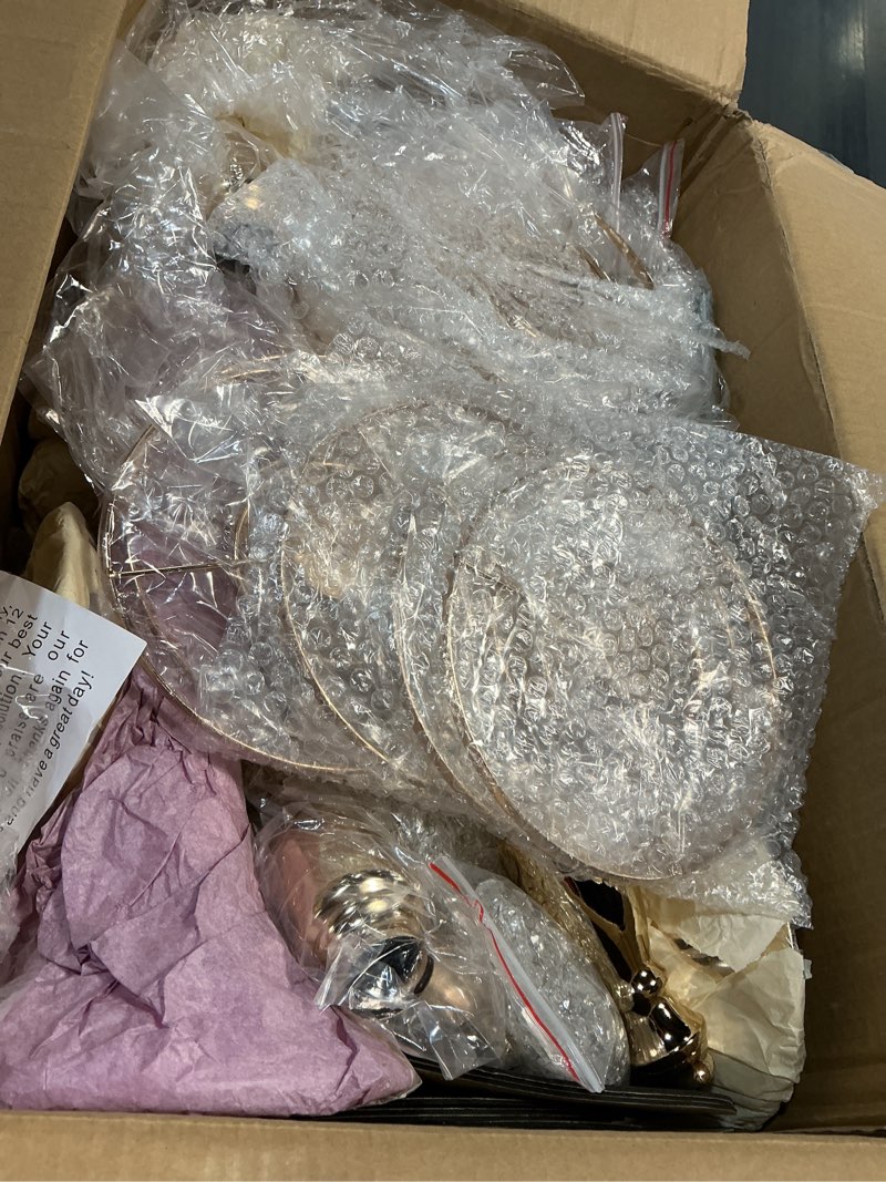 Condition photo showing Good Condition for Metal Wedding Centerpieces for Table, Crystal Flower Stands, Wedding Road Lead Flower Holders, Crystal Mermaid Chandelier Flower Vases for Birthday Party Event Wedding Home Decor (Gold, 21.3"-10pcs)