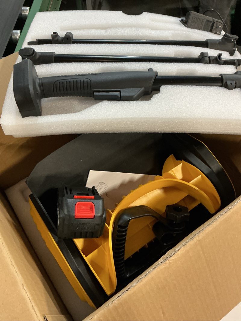 Condition photo showing Good Condition for Cordless Snow Shovel, 12 Inch Electric Snow Shovel with 2×4.0Ah Batteries & Charger, 26FT Throw, Detachable 3-Section Pole & Adjustable Handle, for Driveway, Patio, Deck