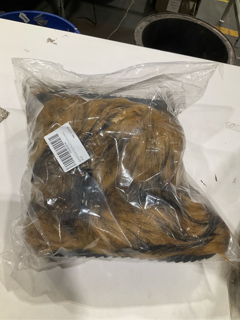 Condition photo showing New/Like New for qmfur women's furry faux fur boots fuzzy fluffy mid calf snow boots suede warm fur lined booties flat fashion boots 8 brown