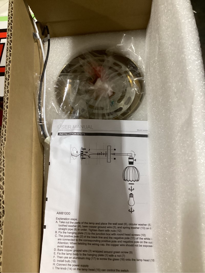 Condition photo showing New/Like New for Vintage Wall Sconces Set of 2 Corded Wall Sconce Indoor Wall Mount Lamp with Tulip Glass Shade 180°Adjustable Victorian Art Wall Light with Twist Switch for Bedside Doorway (Green, Hardwired) Green Hardwired