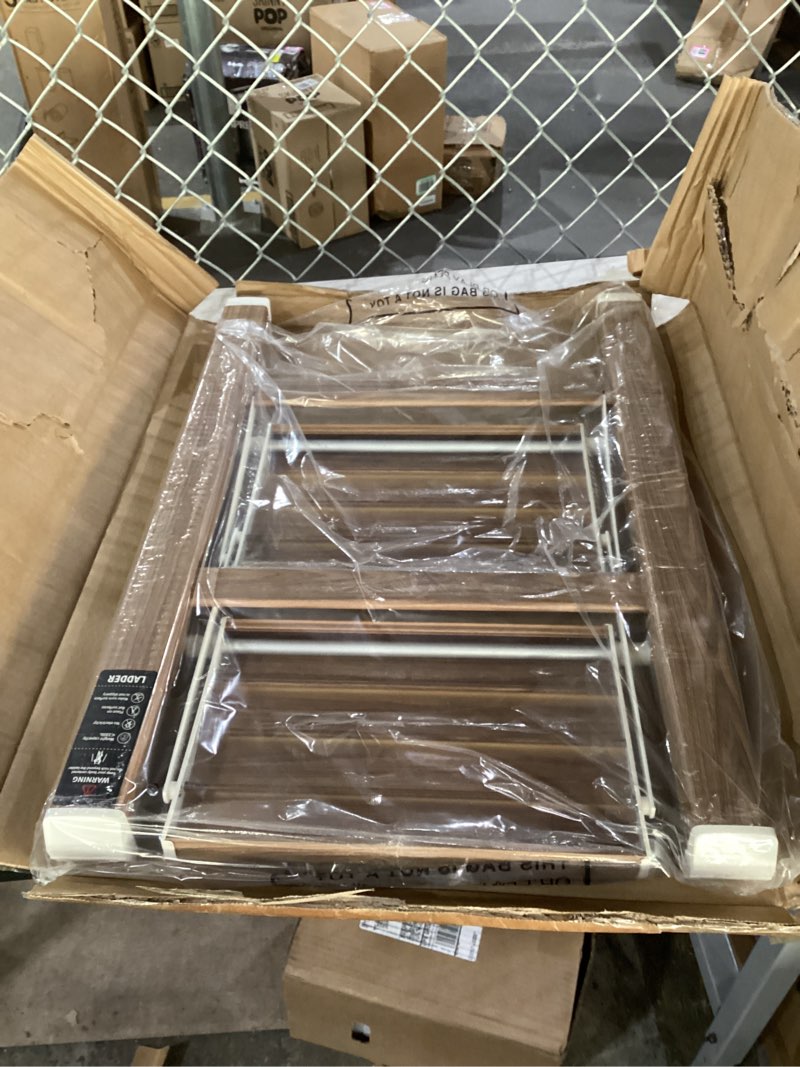 Condition photo showing New/Like New for 2 Step Ladder,Aluminum Folding Step Stool for Adults,Step Ladder with Wide Anti-Slip Pedal,330 lbs Capacity for Home,Kitchen,Library,Office(Cherry Woodgrain) Cherry Woodgrain 2 Step