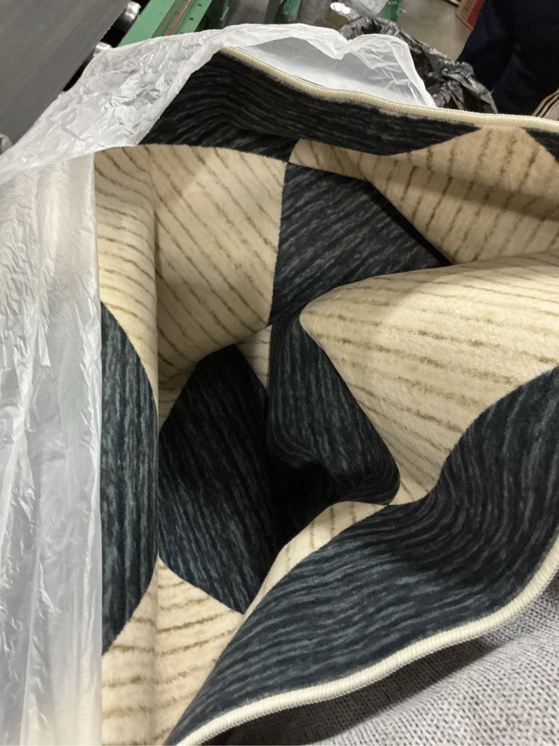 Condition photo showing Good Condition for GarveeHome 6x9 Modern Checkered Area Rug, Geometric Farmhouse Washable Rugs for Living Room Bedroom, Soft Low Pile Non Slip Diamond Floor Mat Plaid Print Throw Rug Indoor Carpet Kids Room Classroom Dark/Coffee 6' x 9' (Rectangular)