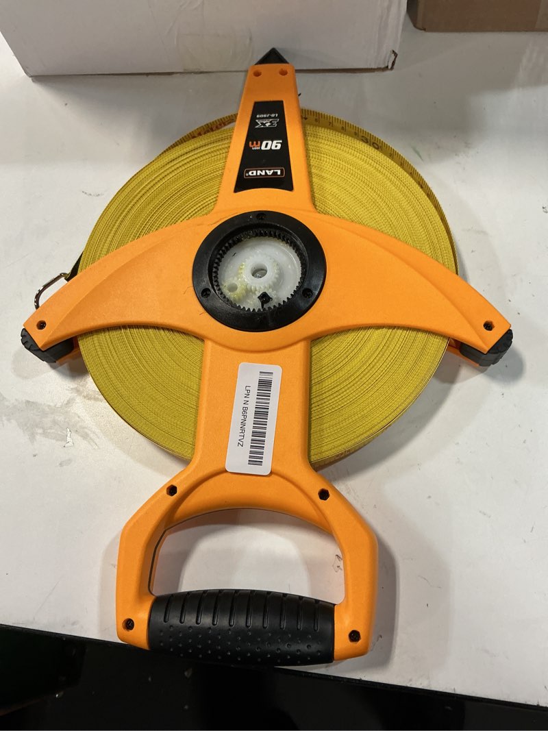 Condition photo showing Good Condition for land 300ft/91m heavy duty fiberglass tape measure - 1/2-inch wide, dual inch/metric scale, durable open reel measuring tape for surveying, engineering, runway construction 91 m