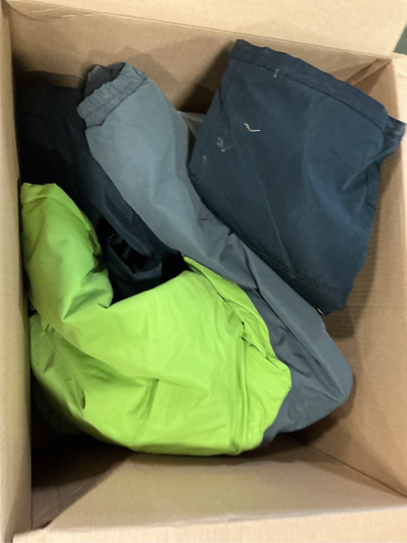 Condition photo showing As Is for Girls Boys Ski Suit Kids Snowsuits Waterproof Snowboard Elastic Hood Jacket with Bib Pants, Windproof Winter Warmth Grass Green Gray 8-9 Years