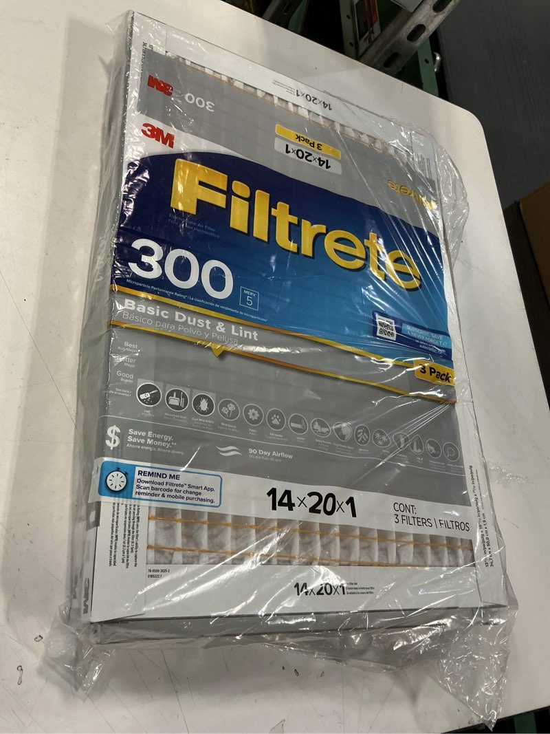 Condition photo showing As Is for Filtrete 14 x 20 x 1 MERV 5 300 MPR Basic Dust and Lint Electrostatic Air Filter