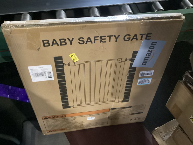 Condition photo showing New/Like New for mumeasy baby gate extra wide, 29.5-51'' pressure mounted dog gate with walk thru door, auto close pet gate for house, stairs, doorways,black