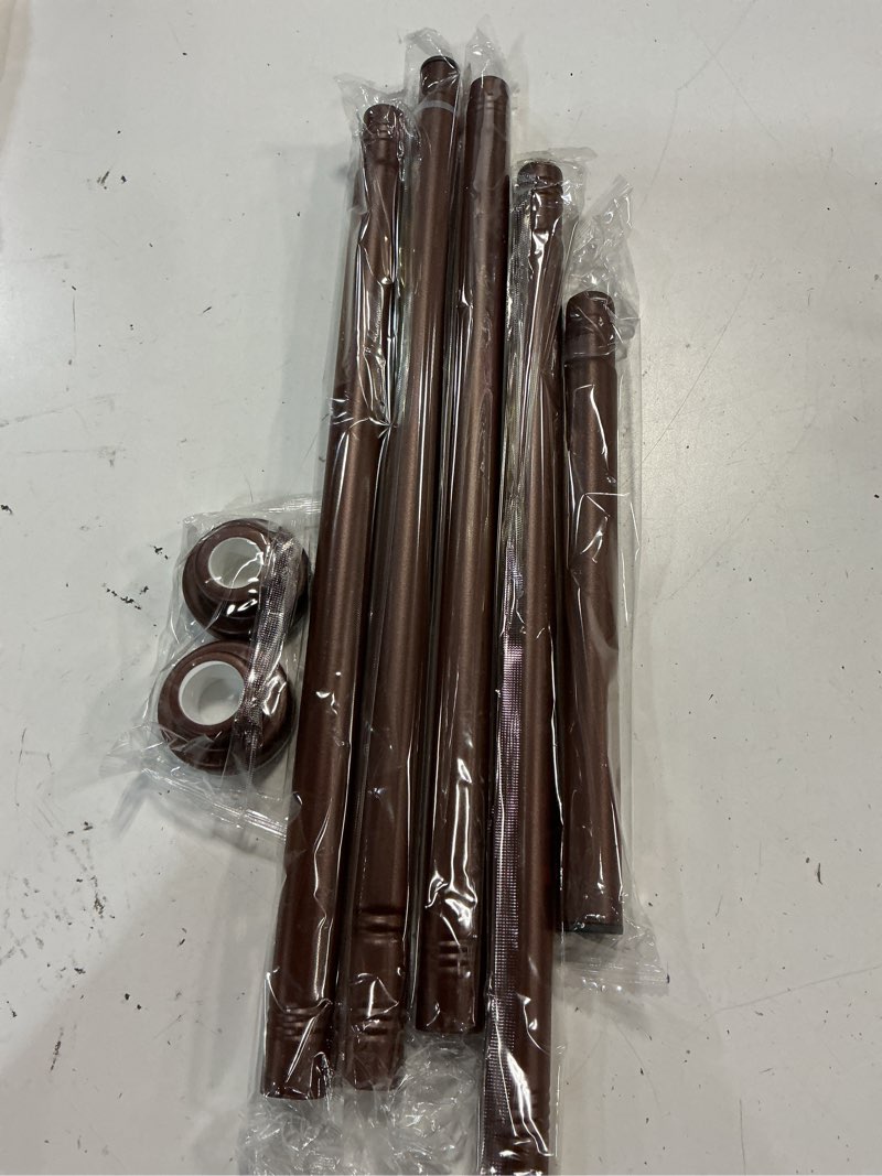 Condition photo showing New/Like New for teeck shower curtain rod, 27-76 inch adjustable spring tension curtain rod, never rust anti-slip shower curtain rod for bathroom, no drilling, never collapse, easy to use, brown brown 27-76 inches
