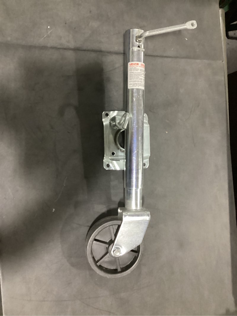 Condition photo showing As Is for vevor trailer jack with wheel, 1000 lbs load capacity, heavy duty swivel boat trailer jack with pp single wheel & ergonomic handle, 10-inch lift, fit for rvs, boats, horse trailers, utility trailers 1000lbs upgraded