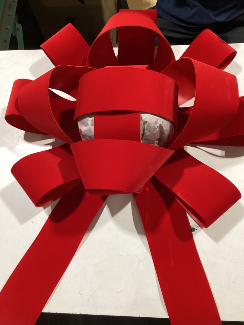 Condition photo showing Good Condition for 43" giant car bow | 43" red velvet car bow - huge car bow with non scratch magnet base, weather resistant and waterproof vinyl magnetic big car bow (1 pack) 43" red velvet - 1 pcs
