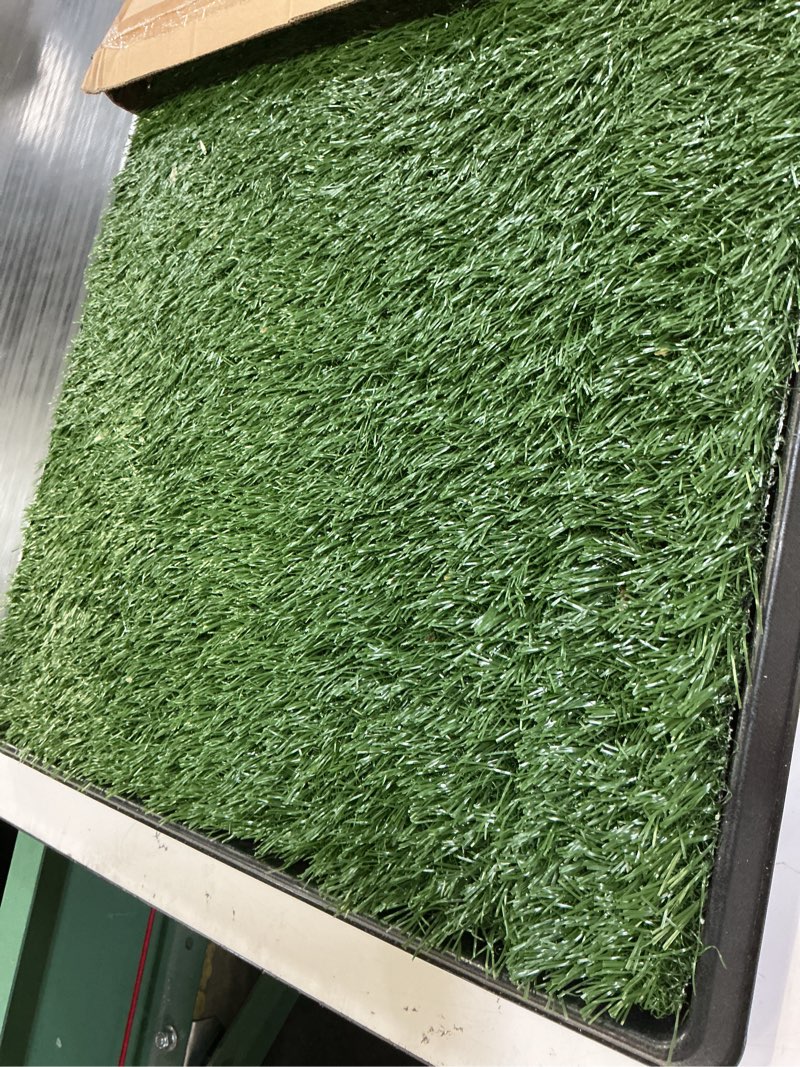 Condition photo showing Good Condition for artificial grass puppy pee pad for dogs and small pets - 20x30 inch, reusable 4-layer turf pads for dogs with tray - indoor and outdoor fake grass potty pet supplies by petmaker large 4-layer system