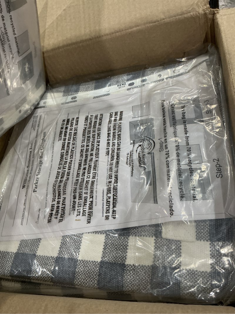 Condition photo showing Good Condition for boao 4 pcs buffalo plaid storage baskets black and white bins large checkered fabric box with handle household foldable organizer containers for bathroom bedroom(simple style)