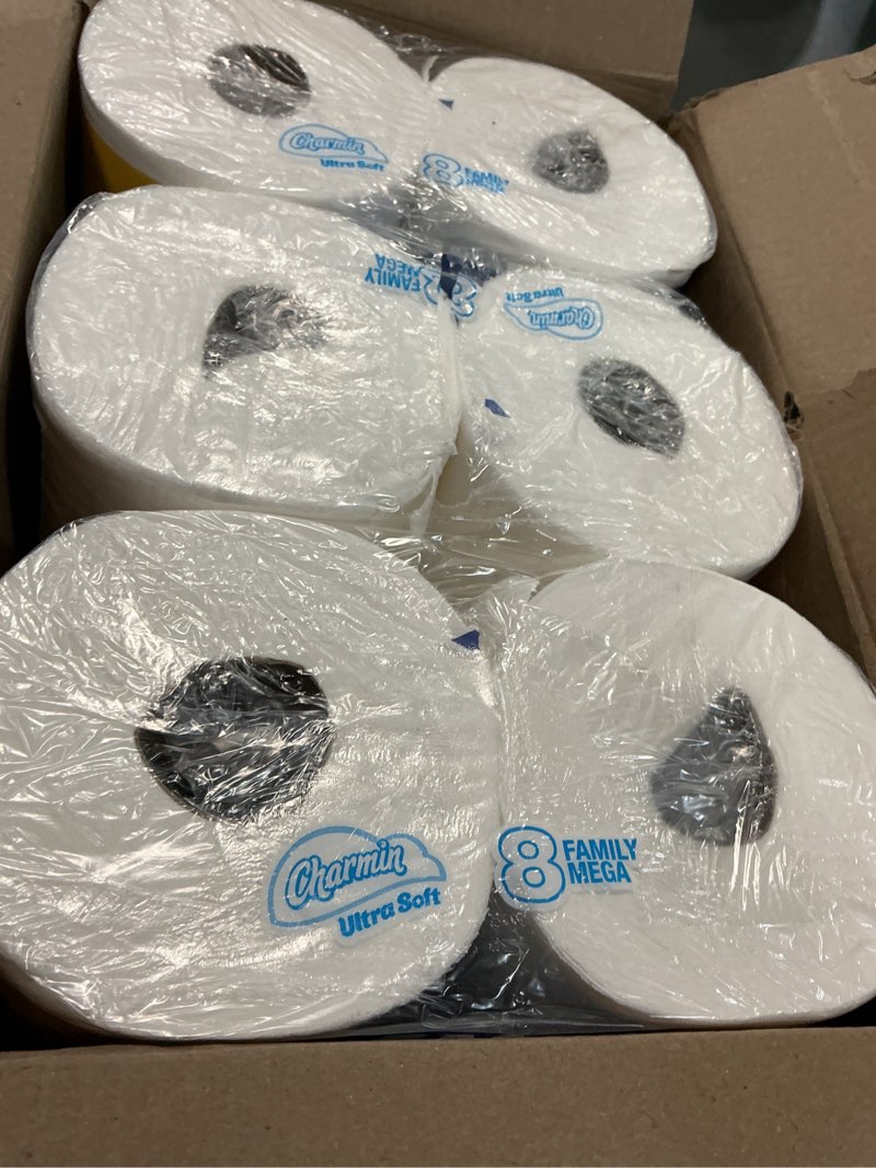 Condition photo showing New/Like New for Charmin Ultra Soft Cushiony Touch Toilet Paper, 24 Family Mega = 123 Regular Rolls, White Family Mega 24 Rolls (267 Sheets)