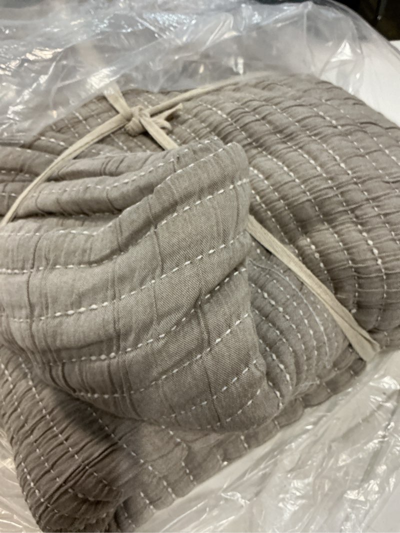 Condition photo showing Good Condition for organic cotton channel stitch coverlet, king/cal king, taupe