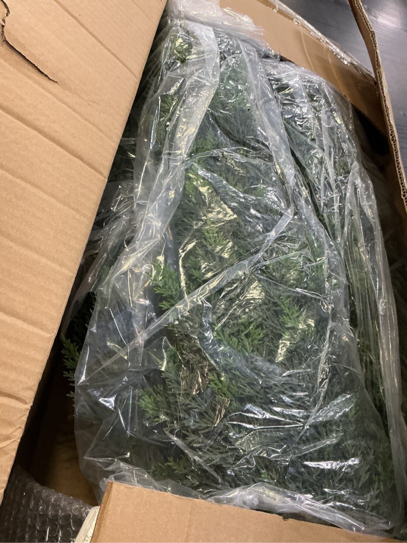 Condition photo showing Good Condition for artificial cedar topiary tree 4ft set of 2, outdoor faux evergreen pine shrubs,realistic fake plants front porch decor,potted fake bushes cypress trees uv resistant for home front door green no light