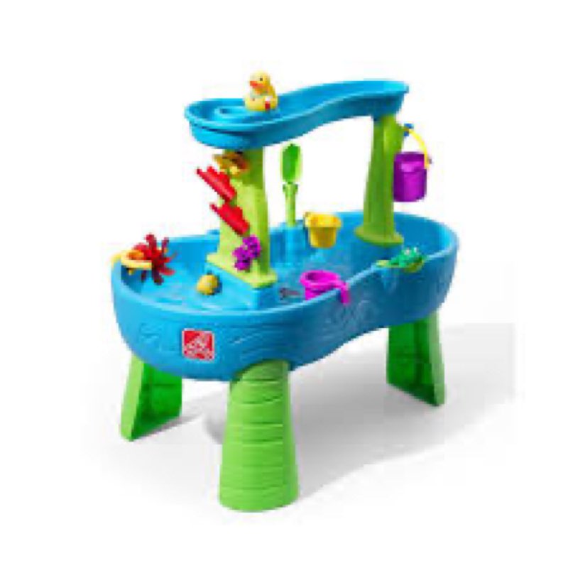 step2 rain showers splash pond water table, kids water and sand activity sensory playset, summer out