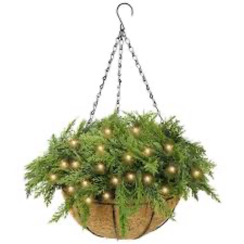 HUAESIN Christmas Hanging Baskets 15inches Outdoors Christmas Baskets with Pine Branches Winter Outd