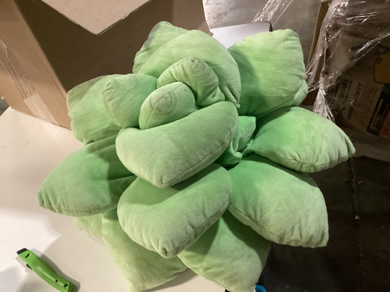 Condition photo showing As Is for Green Philosophy Co. Succulent® Pillow 20" – Soft 3D Decorative Flower Throw Pillow, Unique Sage Green Plush Flower Cushion, Perfect for Couch, Sofa, Bedroom Decor, Gift for Plant Lovers Big Pop (20 Inches) Big Pop Succulent Sage Green
