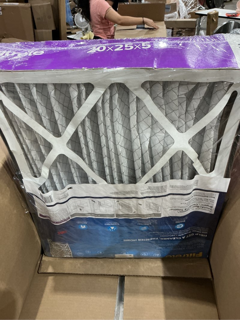Condition photo showing As Is for filtrete 20x25x5 ac furnace air filter, mpr 1550, merv 12, fits trion airbear, certified asthma & allergy friendly, electrostatic air cleaning filter, 1-pack (actual size 19.56 x 24.13 x 4.75)